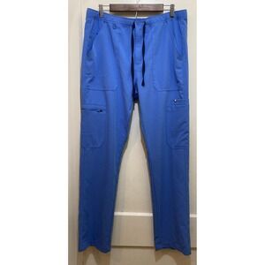 FIGS Mens Cairo Scrub‎ Pants L Ceil Blue Drawstring Cargo Straight Nurse Medical